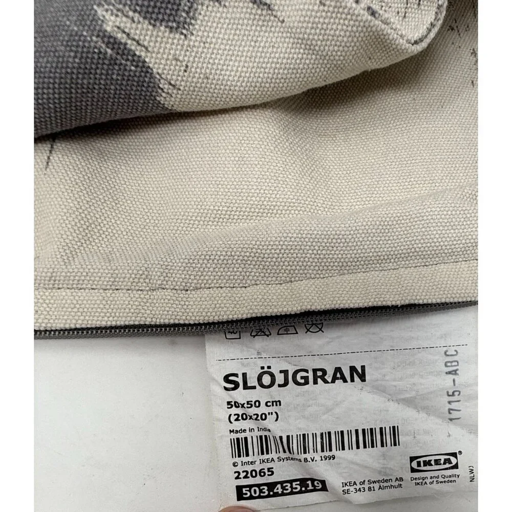 Ikea Slojgran Gray Pillow Cover Brush Strokes Minimalist Monochromatic 20